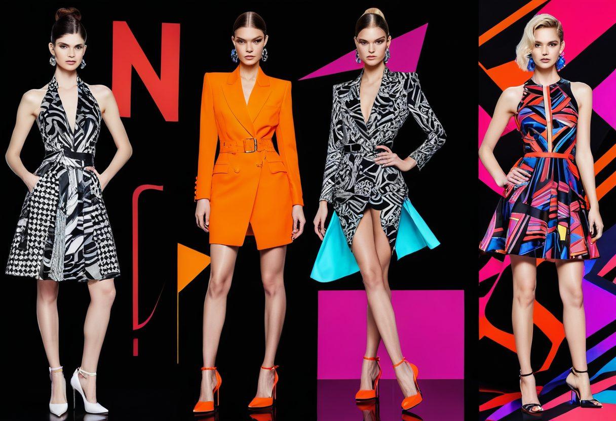 A stylish and edgy digital collage that juxtaposes fashion elements like haute couture outfits with subtle hints of adult entertainment motifs. Neon lights and abstract patterns create a vibrant backdrop, showcasing the fusion of elegance and boldness. Include silhouettes of fashion accessories, such as heels and statement jewelry, integrated into a provocative design. Neon colors and a sleek, modern aesthetic amplify the contemporary vibe. neon art. vibrant colors. contemporary design.